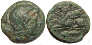 Assos Troas Ae : Athena / Griffin with Thunderbolt Below