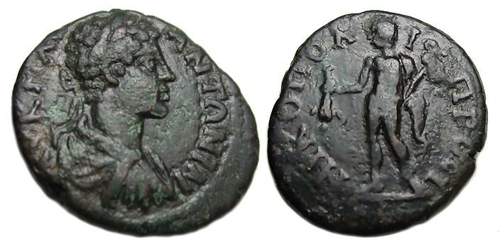 Caracalla Ae : Nicopolis ad Istrum : Hermes Standing