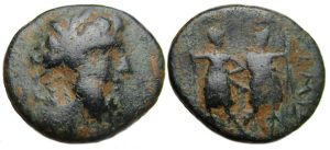 Chalkis, Coele Syria Ae : Zeus / Dioskouroi