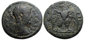 Commodus Ae : Thyateira Lydia : Eagle Facing with Spread Wings