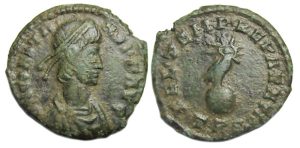 Constans Ae : FEL TEMP REPARATIO, Phoenix on Globe