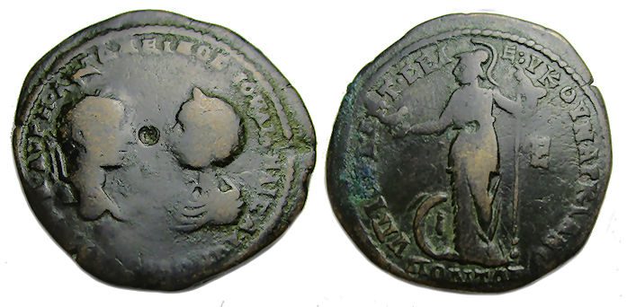 Elagabalus/Maesa : Marcianopolis Ae : Athena Standing