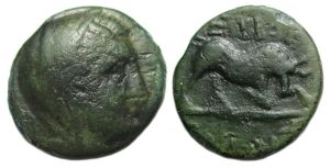 Euboian League Ae : Veiled Female Head / Bull Butting