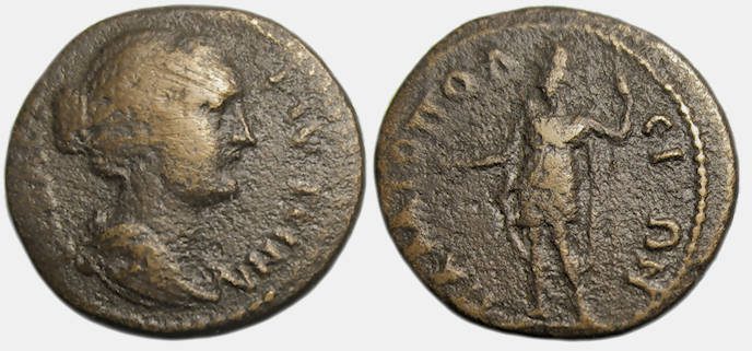 Faustina II Ae : Palaeopolis Lycia : Mên Standing