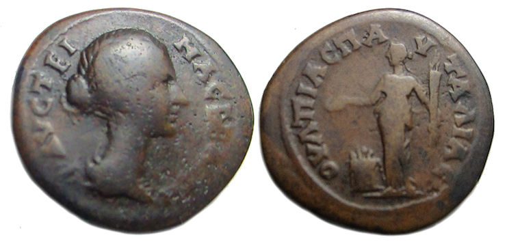 Faustina II Ae : Pautalia Thrace : Demeter Holding Torch