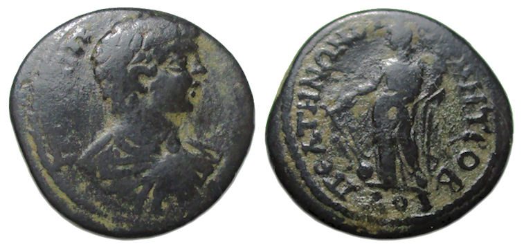 Geta Ae : Peltae Phrygia : Tyche