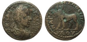 Gordian III Ae : Magnesia ad Sipylum : Bull Standing