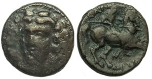 Larissa Thessaly Ae : Nymph Larissa / Horseman with Spear