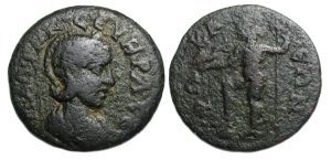 Otacilia Severa Ae : Phokaia Ionia : Poseidon Holding Dolphin