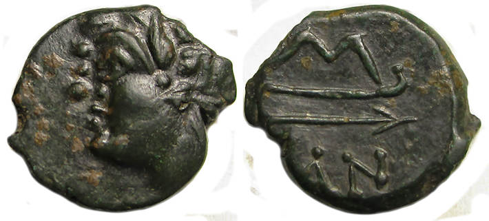 Pantikapaion, Tauric Chersonesos Ae : Pan / Bow : 17mm