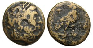 Paroreia Macedonia Ae: Bust of Zeus / Eagle Standing