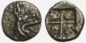 Teos Ionia AR Tetartemorion : Head of Griffin : 6mm