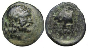 Termessos Major Ae : Zeus / Forepart of Bull Butting : Rare Type
