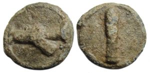 Roman Pb Tessera : Clasped Hands / Club