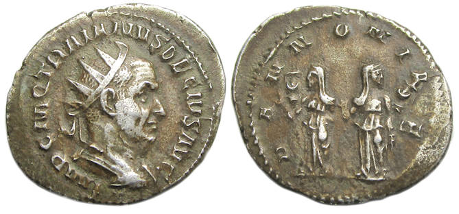 Trajan Decius AR Antoninianus : The Two Pannoniae