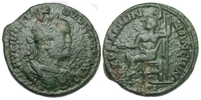 Valerian Ae : Adana Cilicia : Zeus Seated on Throne