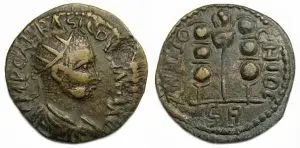 Valerian I : Antiochia Pisidia Ae : Vexillum and Standards