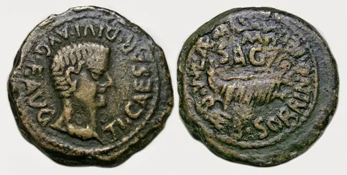 Arse, Sagunto (Valencia) Ae : Bust of Tiberius / Galley