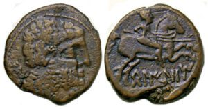 Beligiom Hispania : Ae As : Male Bust / Rider on Horseback