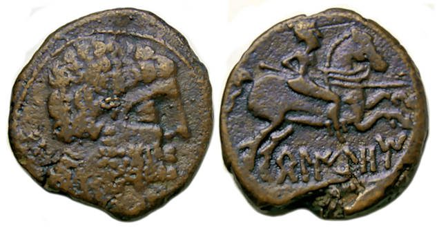 Beligiom Hispania : Ae As : Male Bust / Rider on Horseback