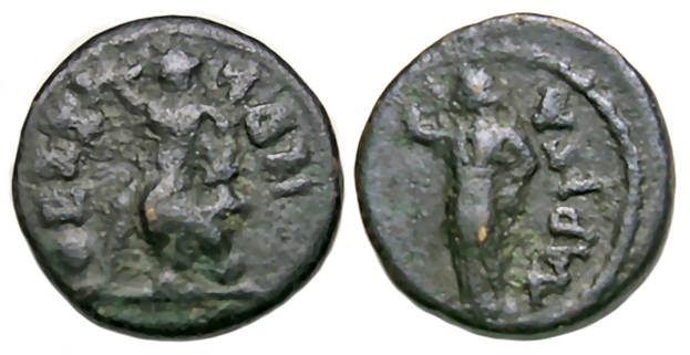 Koinon of Thessaly Ae : Apollo Seated / Nymph Larissa