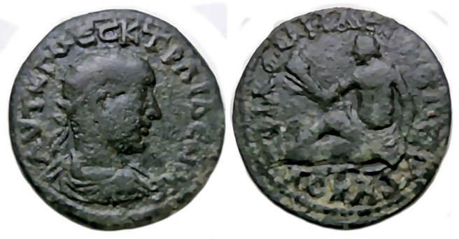 Trajan Decius Ae : Philomelium Phrygia : River-God Gallos